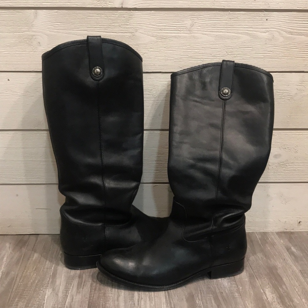 EUC Frye Melissa Black Wide Calf Riding Boots 10
